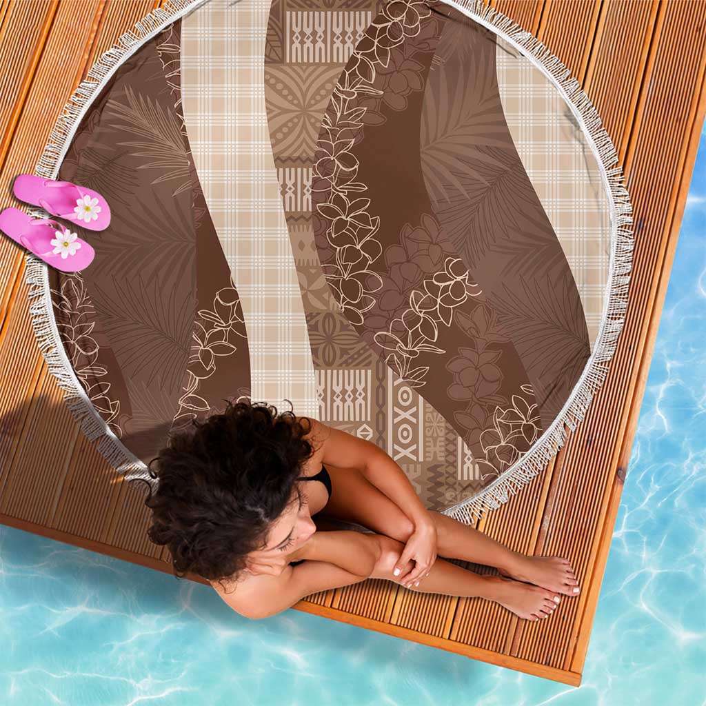 Polynesian Tribal Pattern Patchwork Picturesque Beach Blanket Mocha LT7 - Polynesian Pride