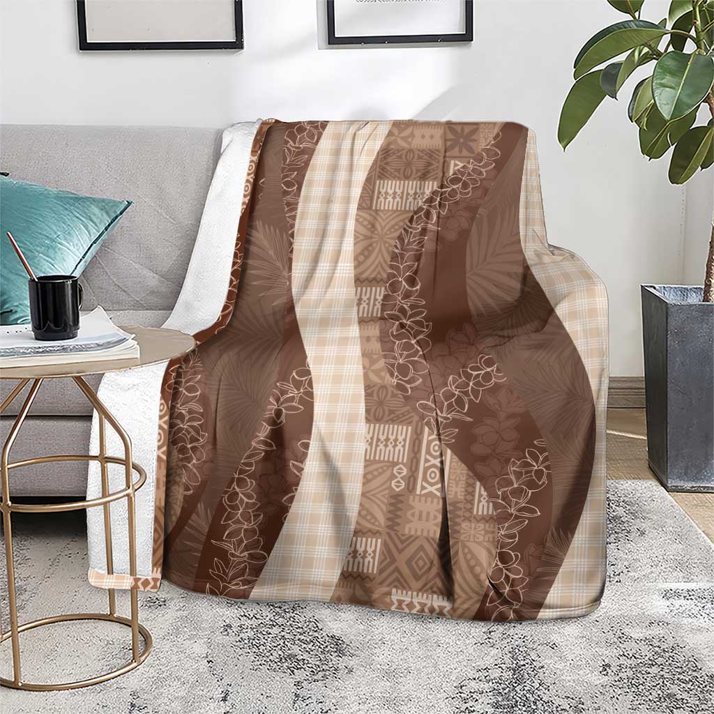 Polynesian Tribal Pattern Patchwork Picturesque Blanket Mocha LT7 - Polynesian Pride