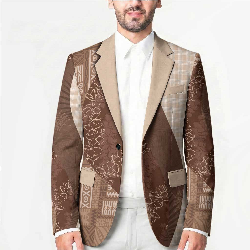 Polynesian Tribal Pattern Patchwork Picturesque Blazer Mocha LT7 - Polynesian Pride