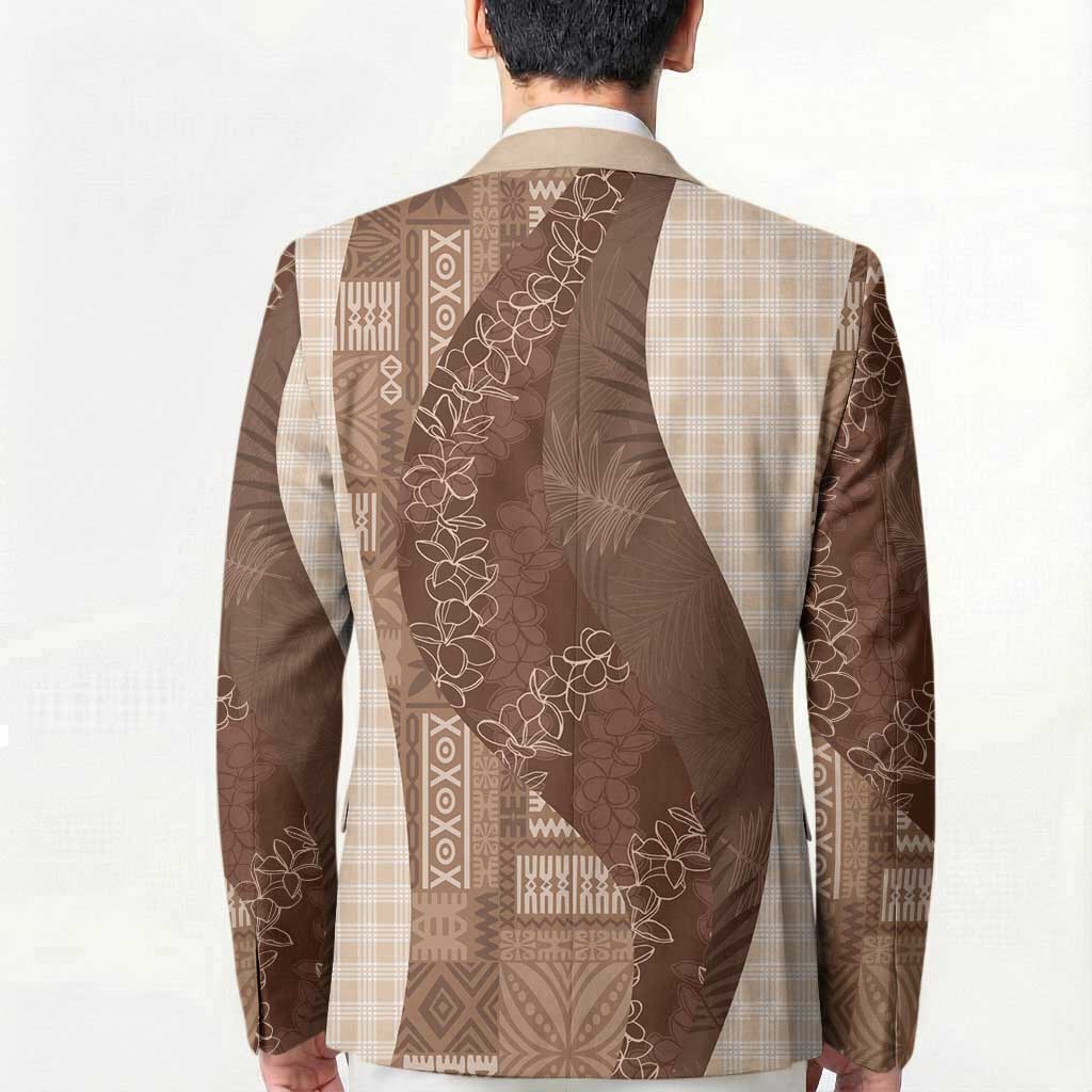 Polynesian Tribal Pattern Patchwork Picturesque Blazer Mocha LT7 - Polynesian Pride