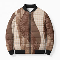 Polynesian Tribal Pattern Patchwork Picturesque Bomber Puffer Jacket Mocha LT7 Unisex Mocha - Polynesian Pride