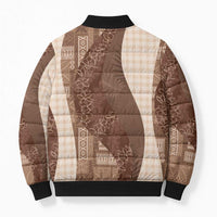 Polynesian Tribal Pattern Patchwork Picturesque Bomber Puffer Jacket Mocha LT7 - Polynesian Pride