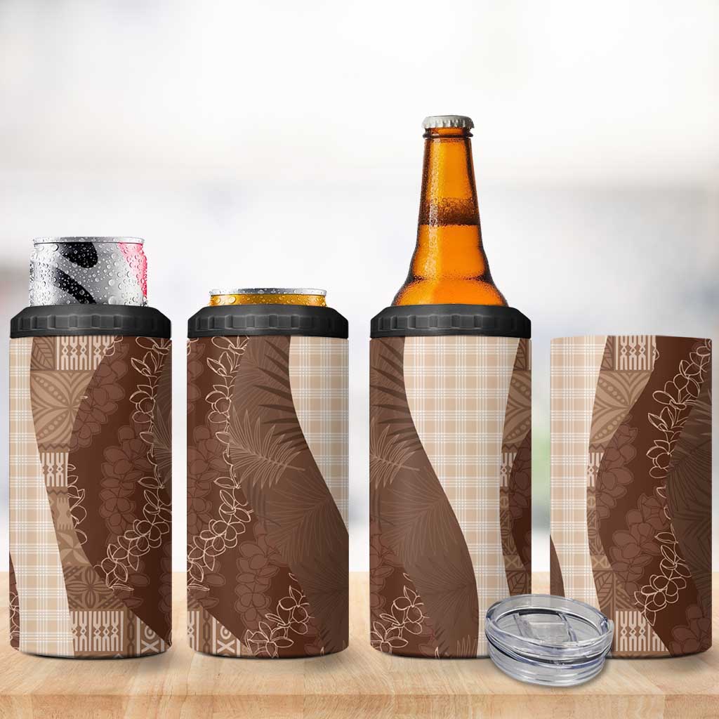 Polynesian Tribal Pattern Patchwork Picturesque 4 in 1 Can Cooler Tumbler Mocha LT7 - Polynesian Pride