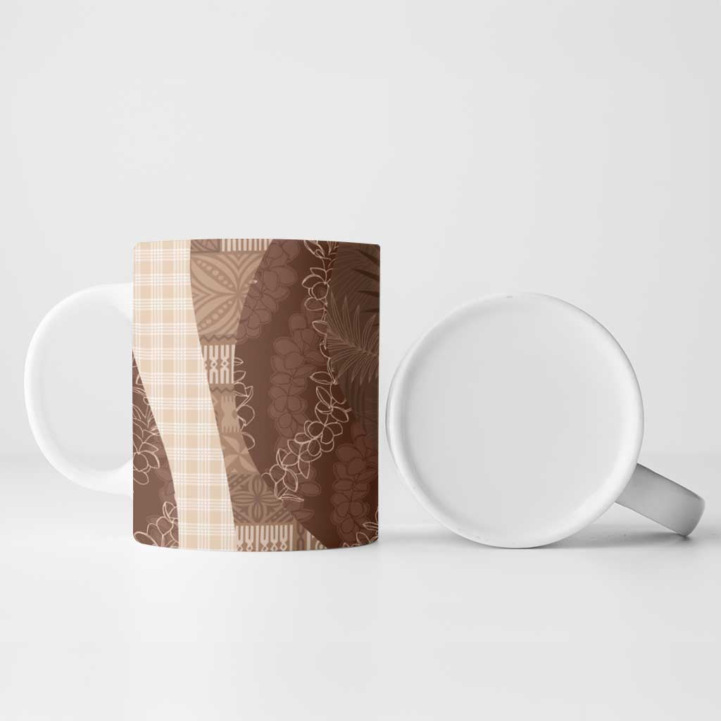 Polynesian Tribal Pattern Patchwork Picturesque Ceramic Mug Mocha LT7 - Polynesian Pride