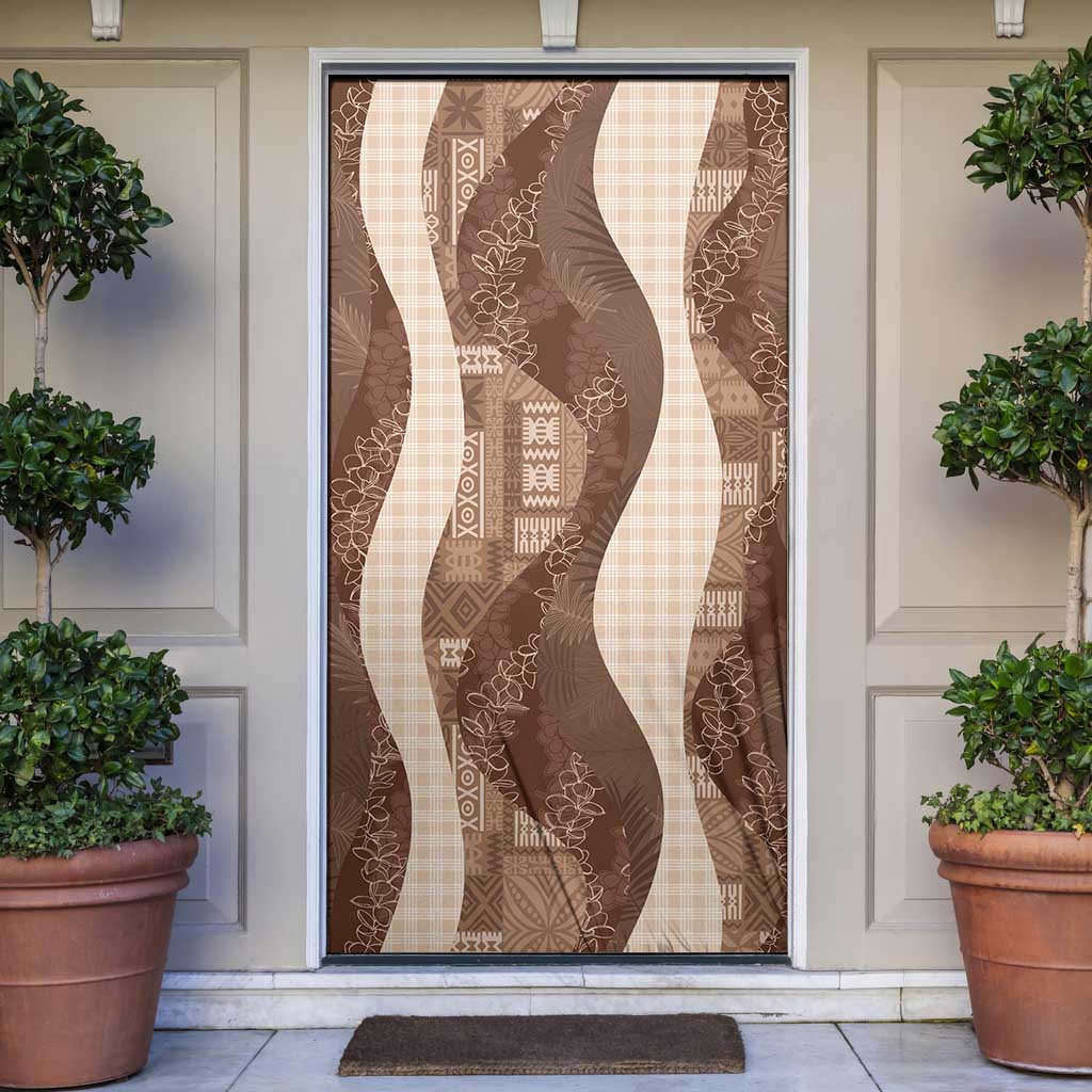 Polynesian Tribal Pattern Patchwork Picturesque Door Cover Mocha LT7 Mocha - Polynesian Pride