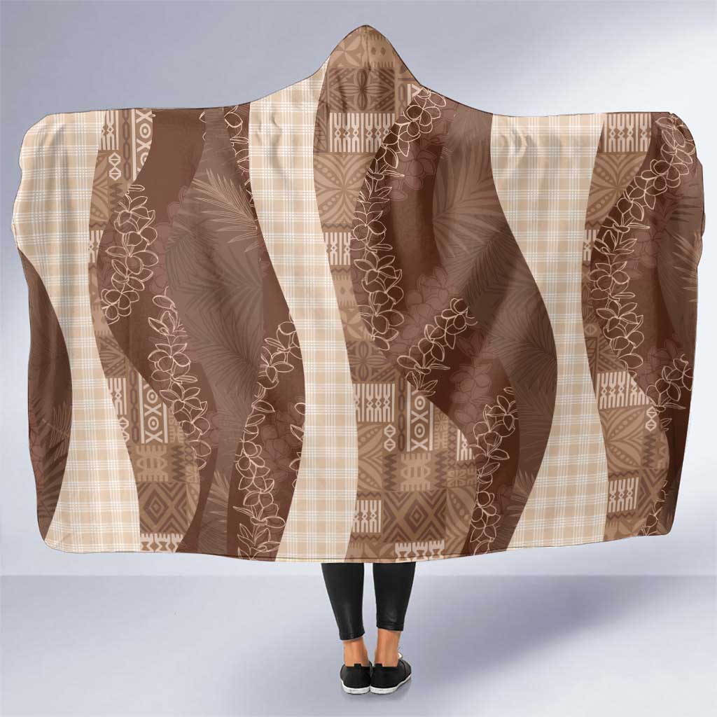 Polynesian Tribal Pattern Patchwork Picturesque Hooded Blanket Mocha LT7 One Size Mocha - Polynesian Pride