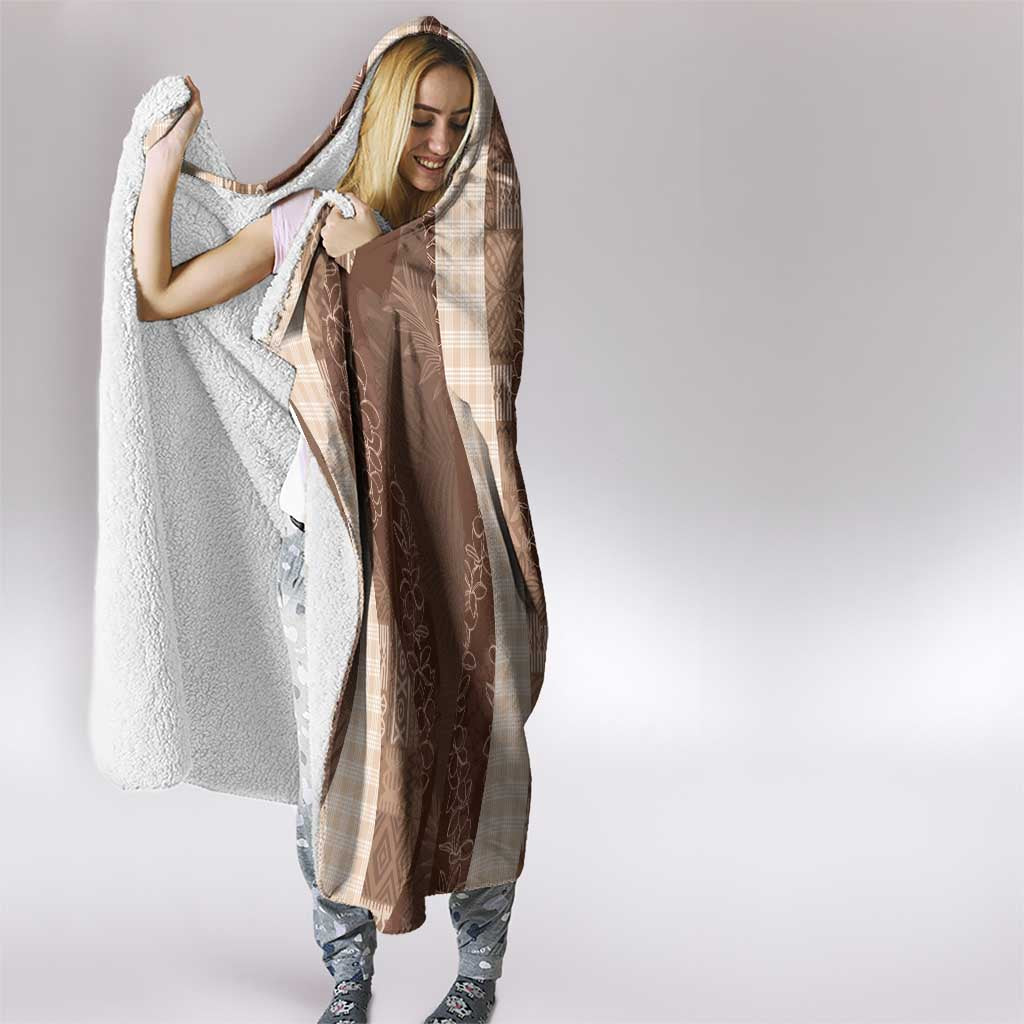 Polynesian Tribal Pattern Patchwork Picturesque Hooded Blanket Mocha LT7 - Polynesian Pride