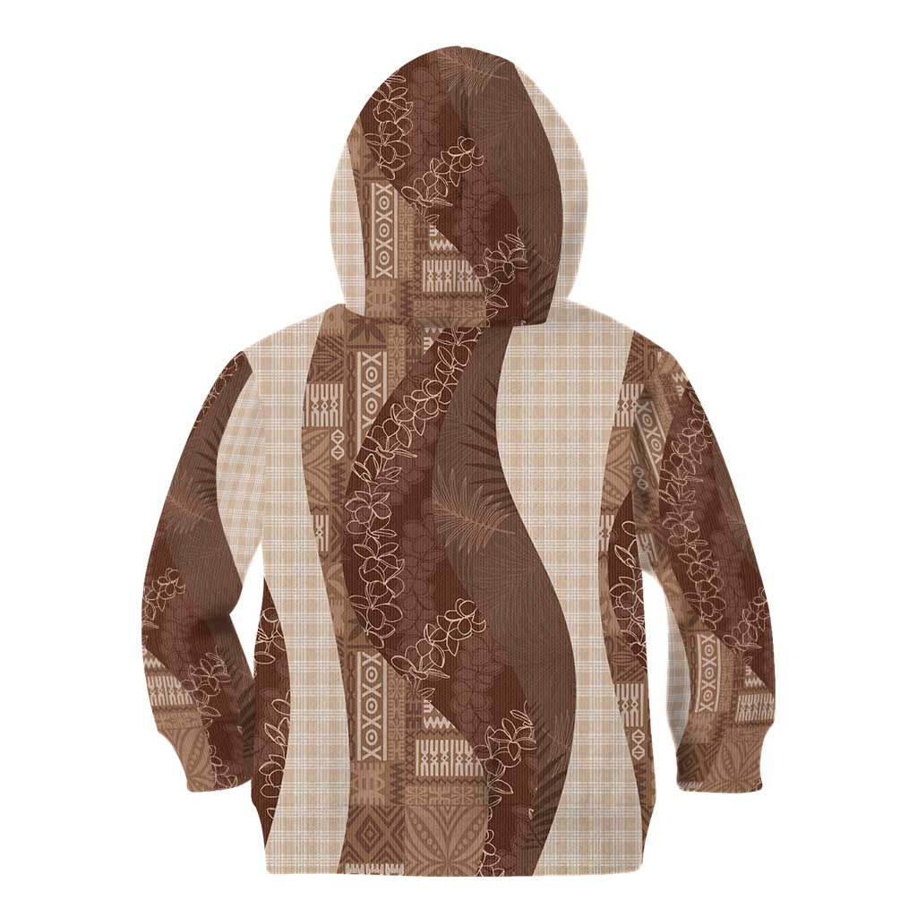 Polynesian Tribal Pattern Patchwork Picturesque Kid Hoodie Mocha LT7 - Polynesian Pride