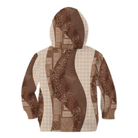 Polynesian Tribal Pattern Patchwork Picturesque Kid Hoodie Mocha LT7 - Polynesian Pride