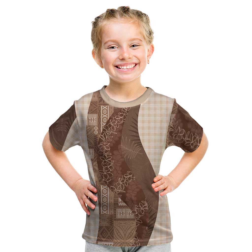 Polynesian Tribal Pattern Patchwork Picturesque Kid T Shirt Mocha LT7 Mocha - Polynesian Pride