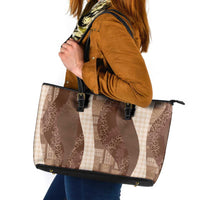 Polynesian Tribal Pattern Patchwork Picturesque Leather Tote Bag Mocha LT7 Mocha - Polynesian Pride