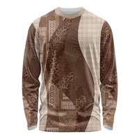 Polynesian Tribal Pattern Patchwork Picturesque Long Sleeve Shirt Mocha LT7 Unisex Mocha - Polynesian Pride