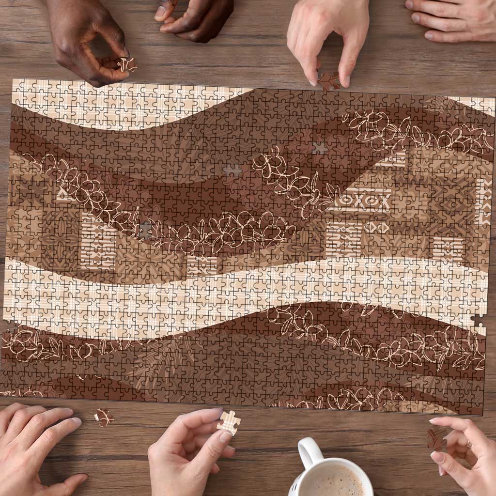 Polynesian Tribal Pattern Patchwork Picturesque Puzzle Mocha LT7 - Polynesian Pride