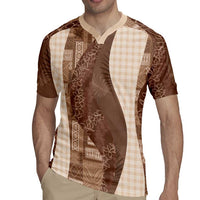 Polynesian Tribal Pattern Patchwork Picturesque Rugby Jersey Mocha LT7 - Polynesian Pride