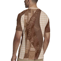 Polynesian Tribal Pattern Patchwork Picturesque Rugby Jersey Mocha LT7 - Polynesian Pride