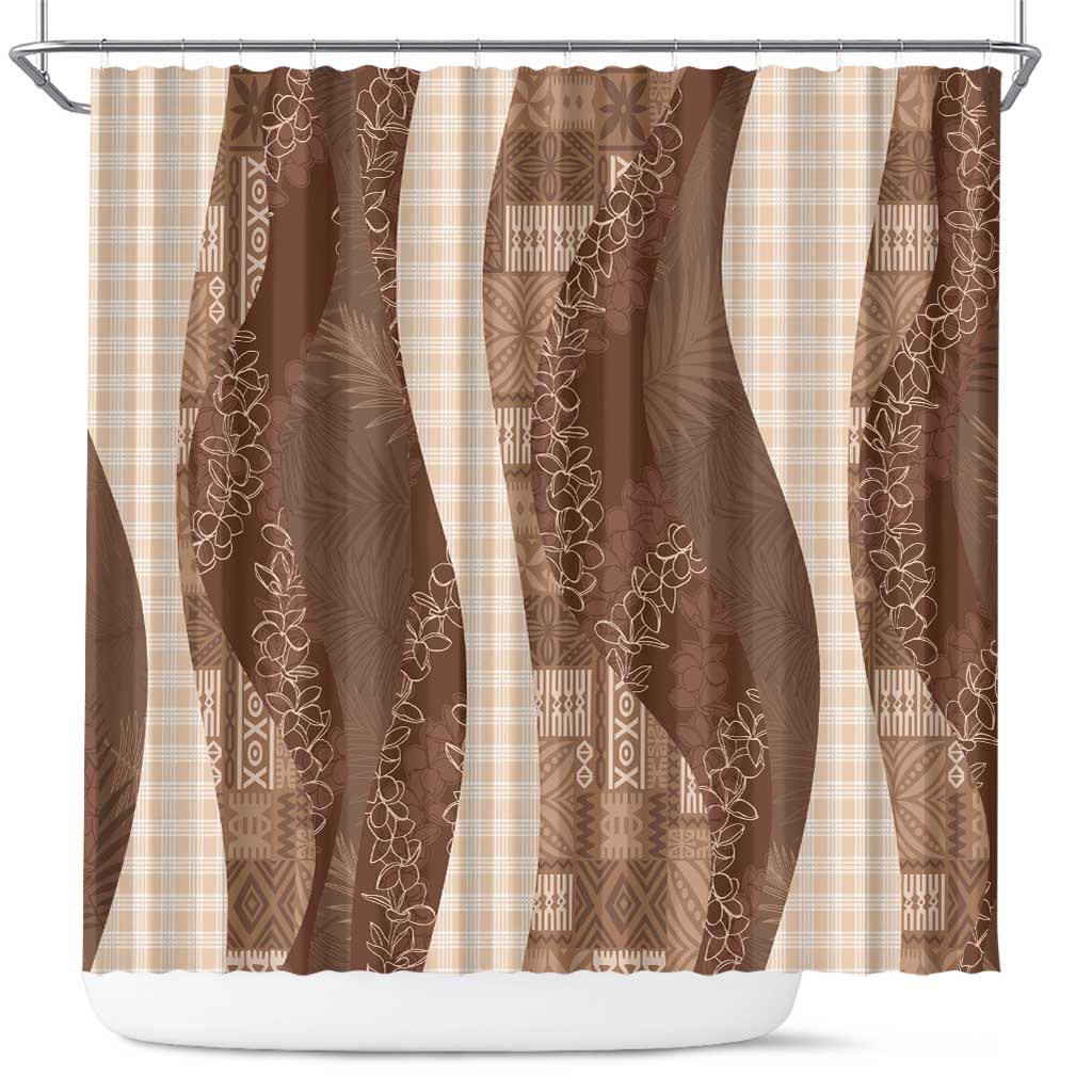 Polynesian Tribal Pattern Patchwork Picturesque Shower Curtain Mocha LT7 Mocha - Polynesian Pride