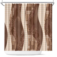 Polynesian Tribal Pattern Patchwork Picturesque Shower Curtain Mocha LT7 Mocha - Polynesian Pride