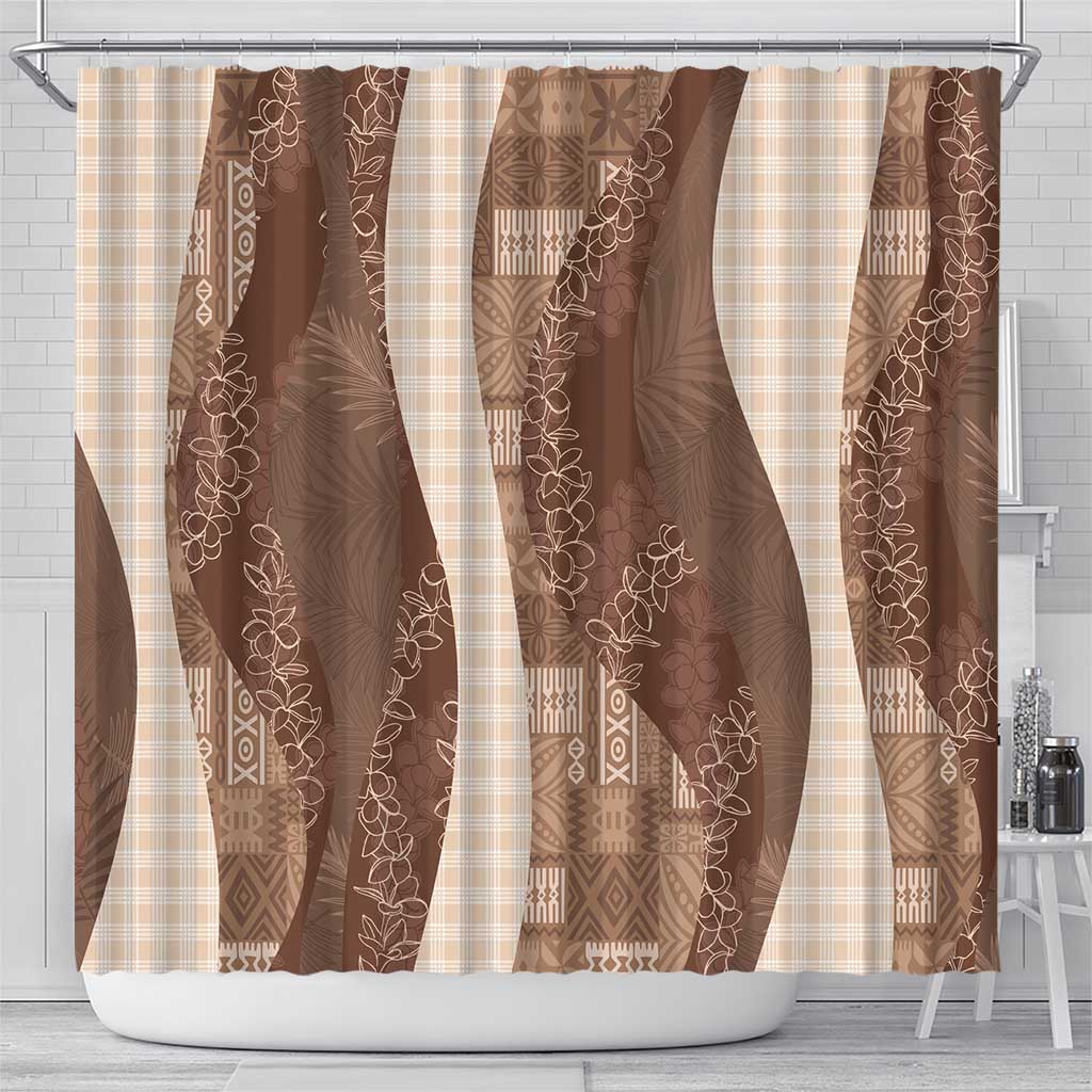 Polynesian Tribal Pattern Patchwork Picturesque Shower Curtain Mocha LT7 - Polynesian Pride