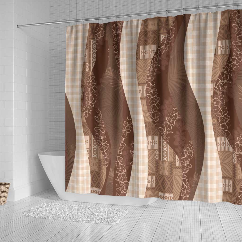 Polynesian Tribal Pattern Patchwork Picturesque Shower Curtain Mocha LT7 - Polynesian Pride