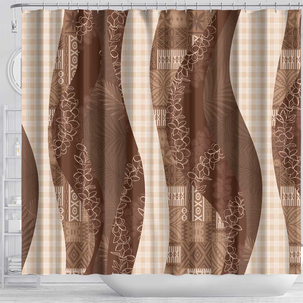 Polynesian Tribal Pattern Patchwork Picturesque Shower Curtain Mocha LT7 - Polynesian Pride
