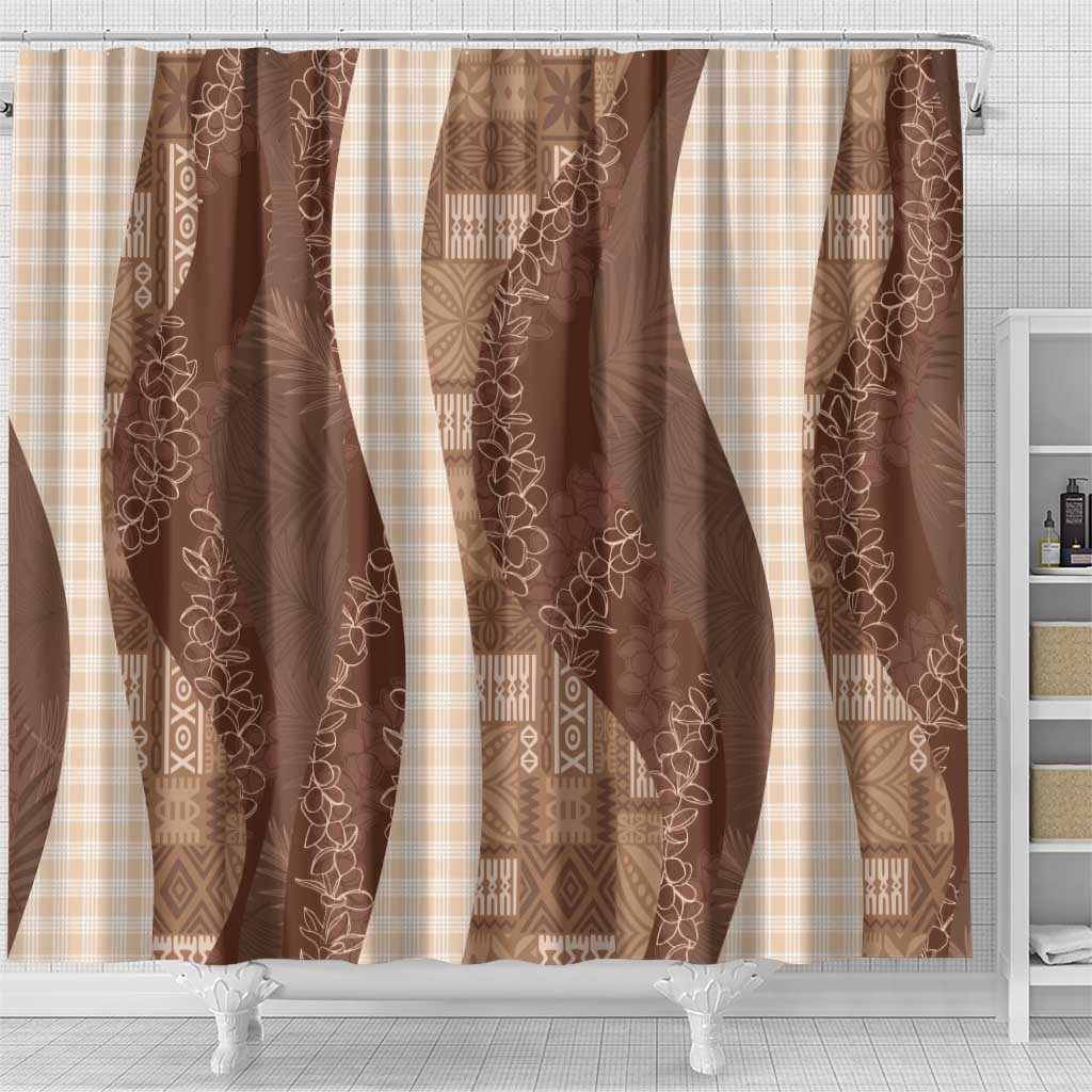Polynesian Tribal Pattern Patchwork Picturesque Shower Curtain Mocha LT7 - Polynesian Pride
