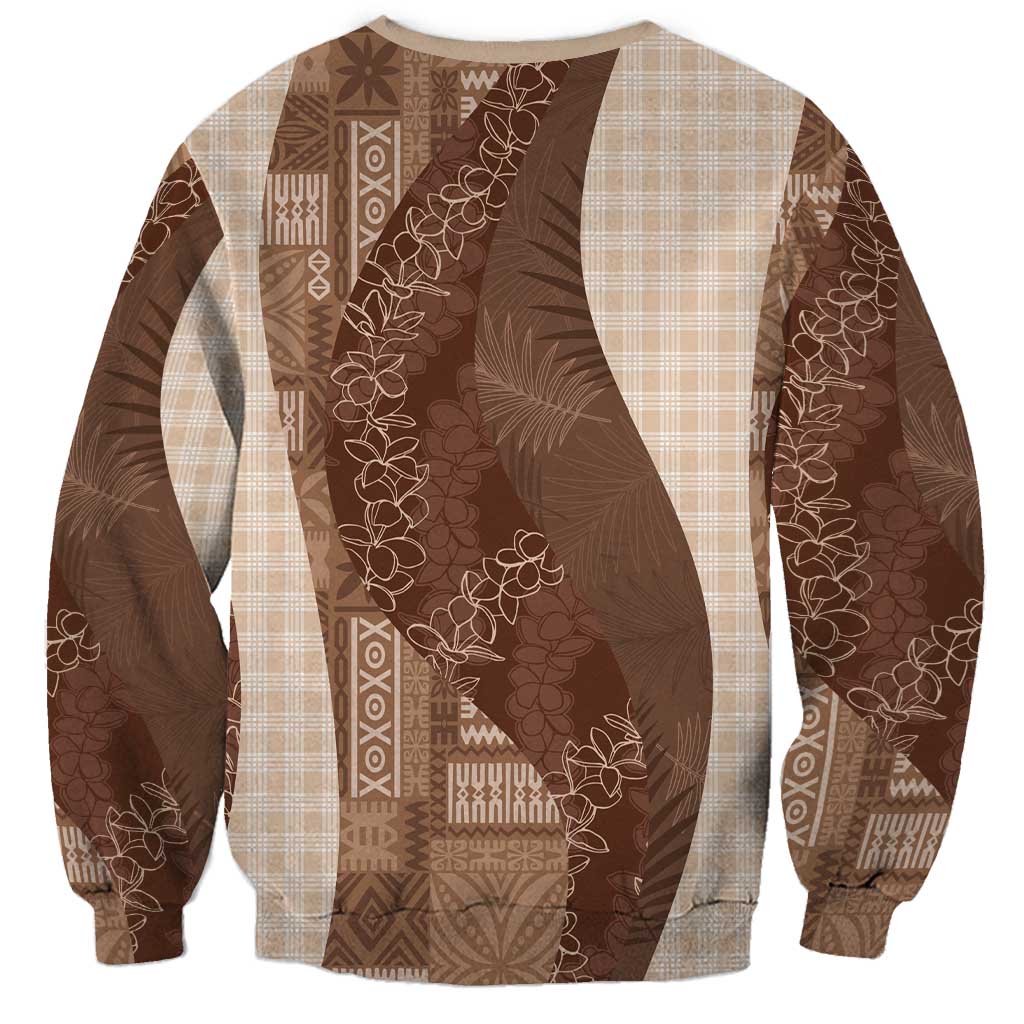 Polynesian Tribal Pattern Patchwork Picturesque Sweatshirt Mocha LT7 - Polynesian Pride