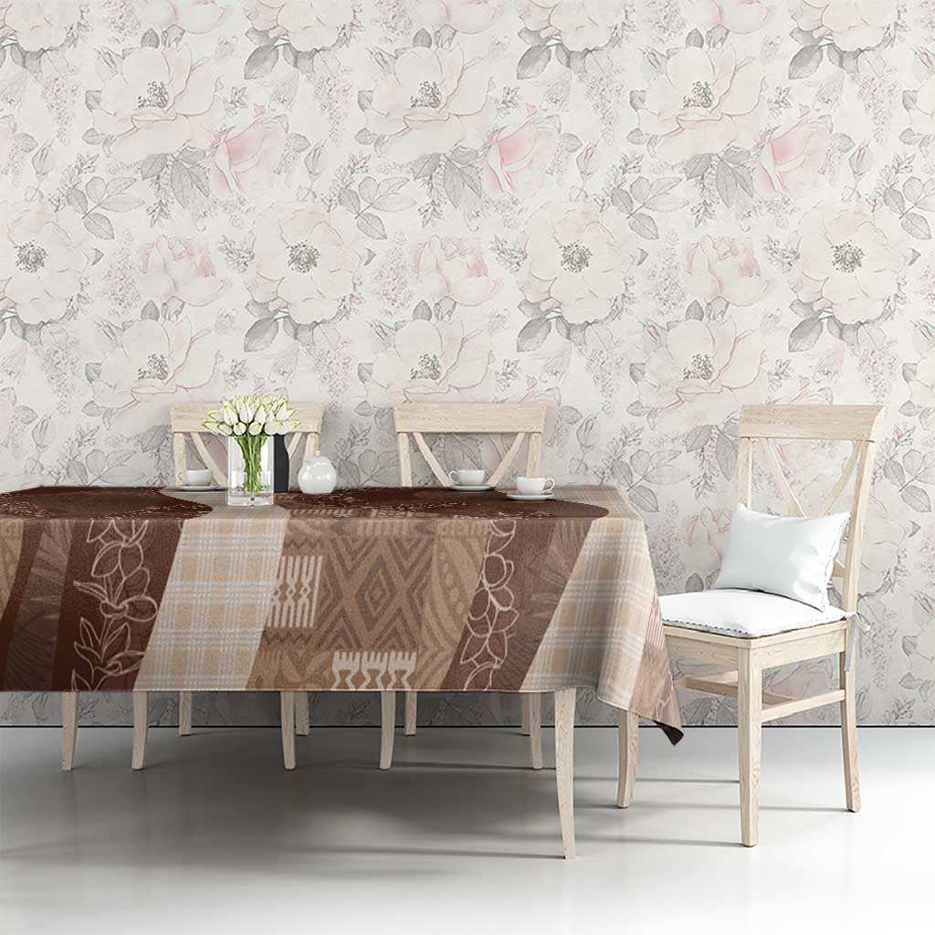 Polynesian Tribal Pattern Patchwork Picturesque Tablecloth Mocha LT7 - Polynesian Pride