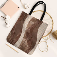 Polynesian Tribal Pattern Patchwork Picturesque Tote Bag Mocha LT7 Black Strap One Size Mocha - Polynesian Pride