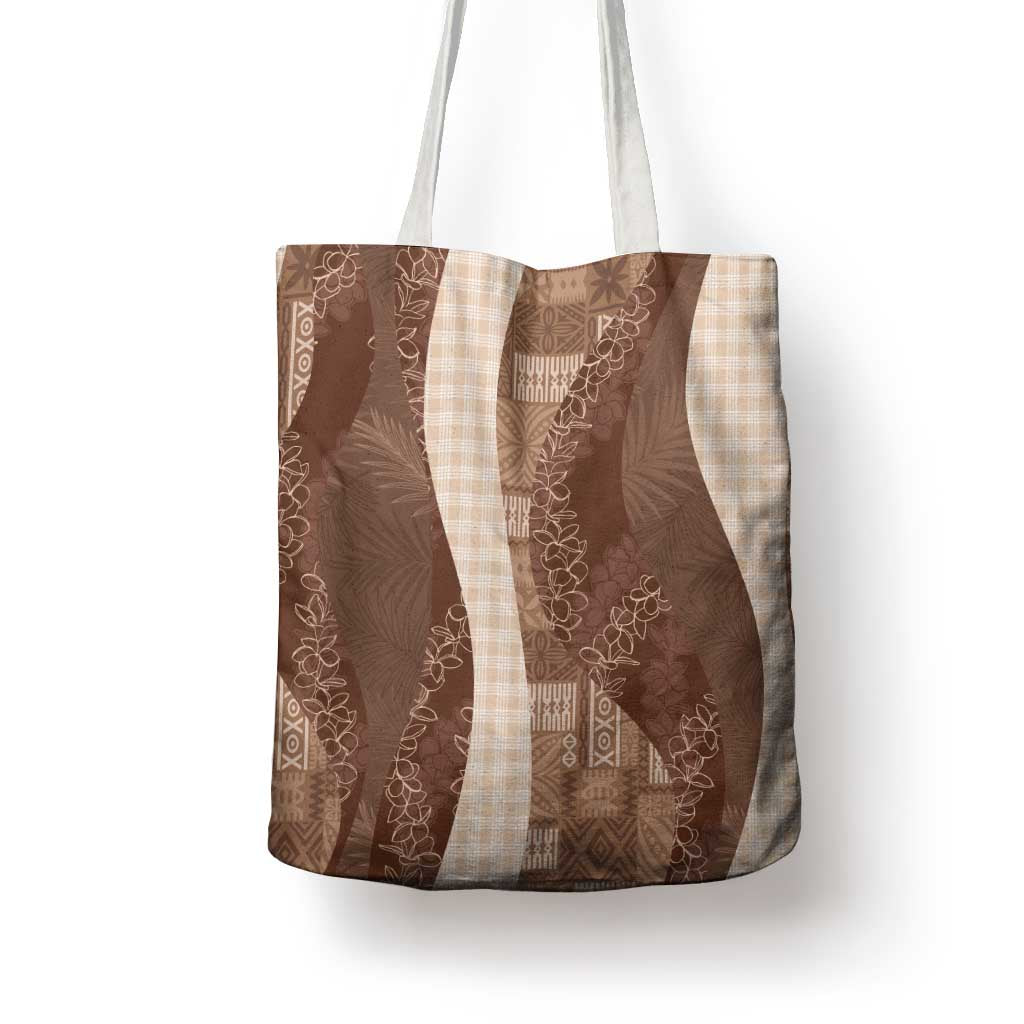 Polynesian Tribal Pattern Patchwork Picturesque Tote Bag Mocha LT7 - Polynesian Pride