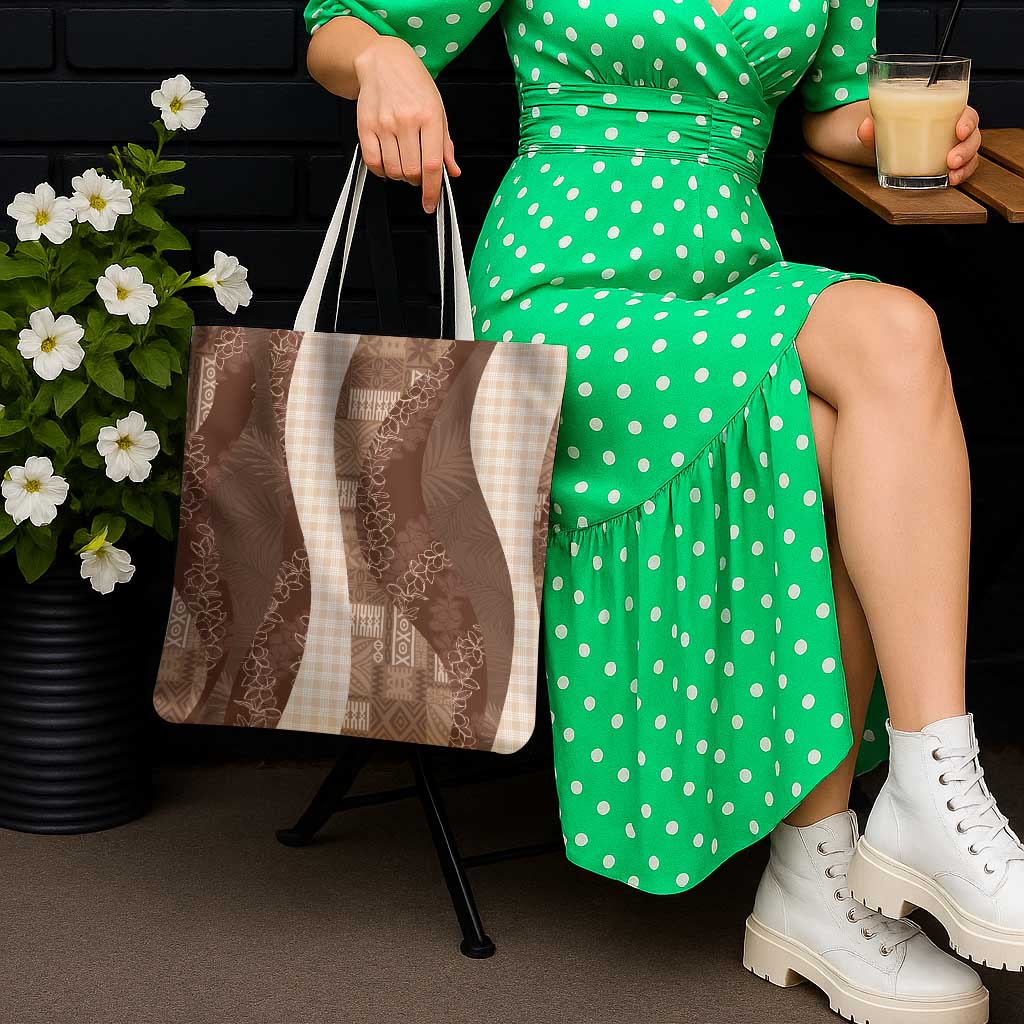 Polynesian Tribal Pattern Patchwork Picturesque Tote Bag Mocha LT7 - Polynesian Pride