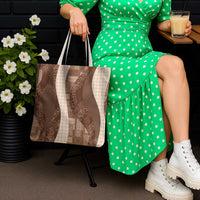 Polynesian Tribal Pattern Patchwork Picturesque Tote Bag Mocha LT7 - Polynesian Pride