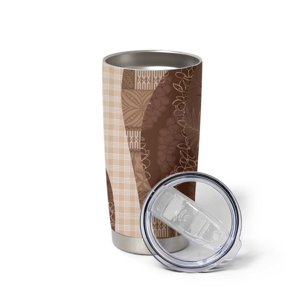 Polynesian Tribal Pattern Patchwork Picturesque Tumbler Cup Mocha LT7 - Polynesian Pride