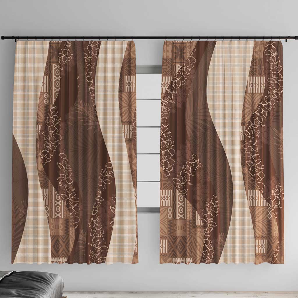 Polynesian Tribal Pattern Patchwork Picturesque Window Curtain Mocha LT7 With Hooks Mocha - Polynesian Pride