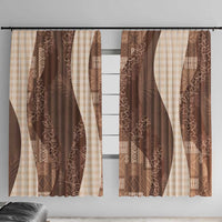 Polynesian Tribal Pattern Patchwork Picturesque Window Curtain Mocha LT7 With Hooks Mocha - Polynesian Pride