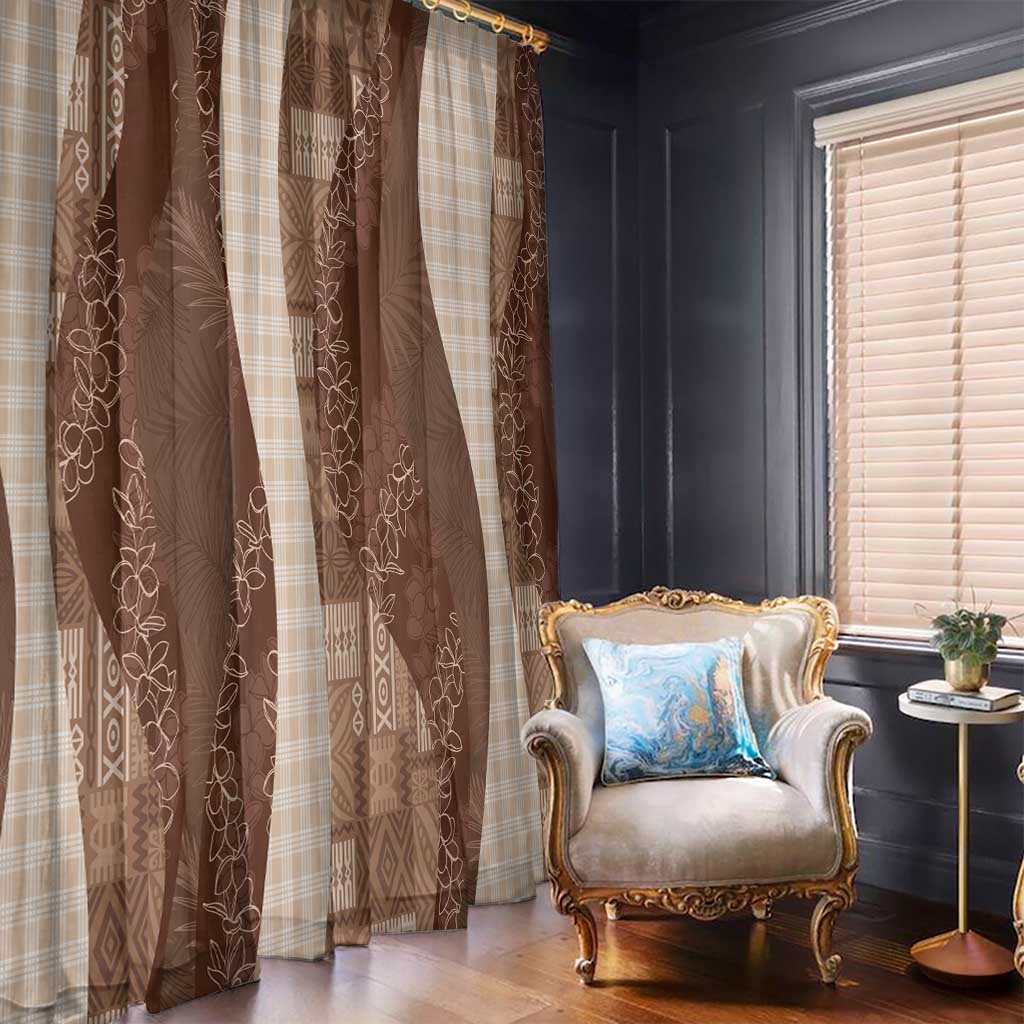 Polynesian Tribal Pattern Patchwork Picturesque Window Curtain Mocha LT7 - Polynesian Pride