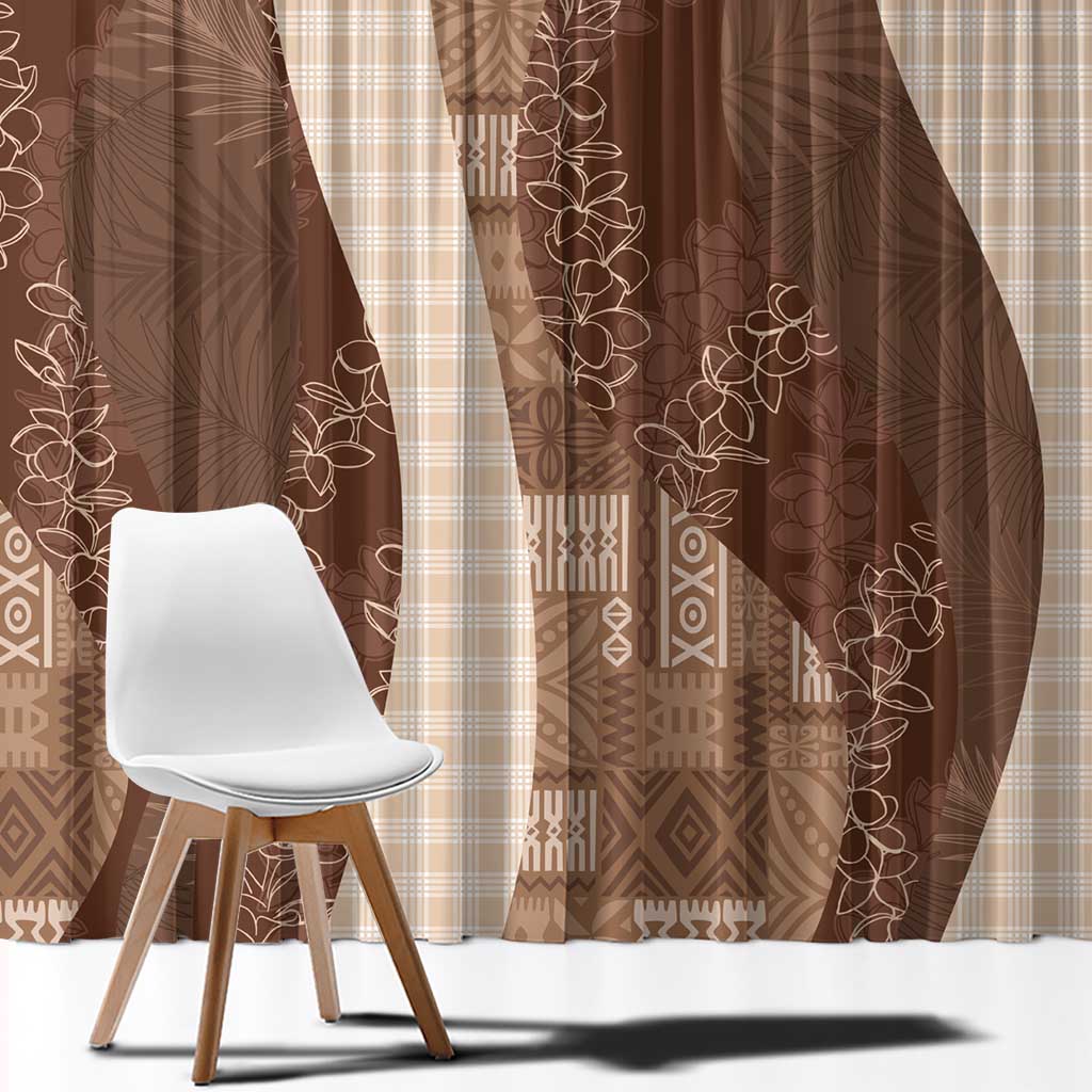 Polynesian Tribal Pattern Patchwork Picturesque Window Curtain Mocha LT7 - Polynesian Pride