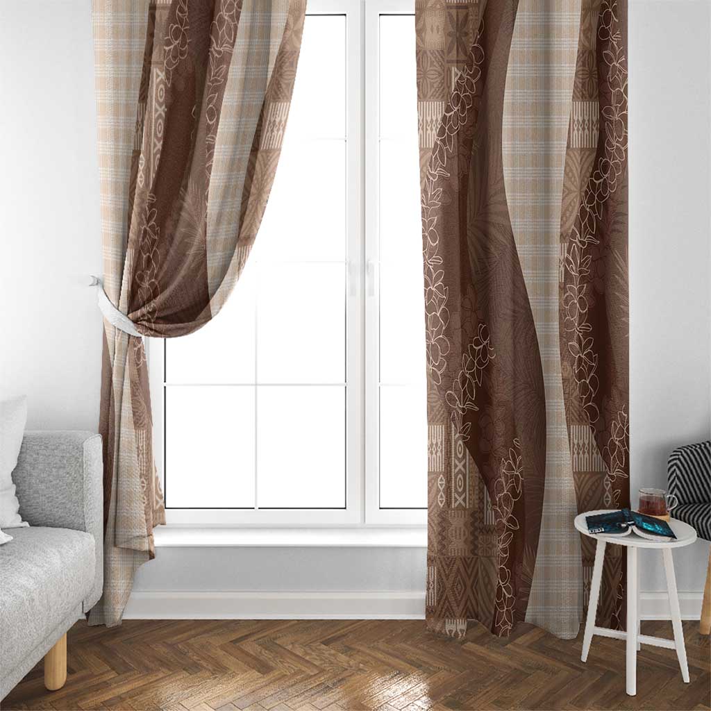 Polynesian Tribal Pattern Patchwork Picturesque Window Curtain Mocha LT7 - Polynesian Pride