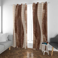 Polynesian Tribal Pattern Patchwork Picturesque Window Curtain Mocha LT7 With Grommets Mocha - Polynesian Pride