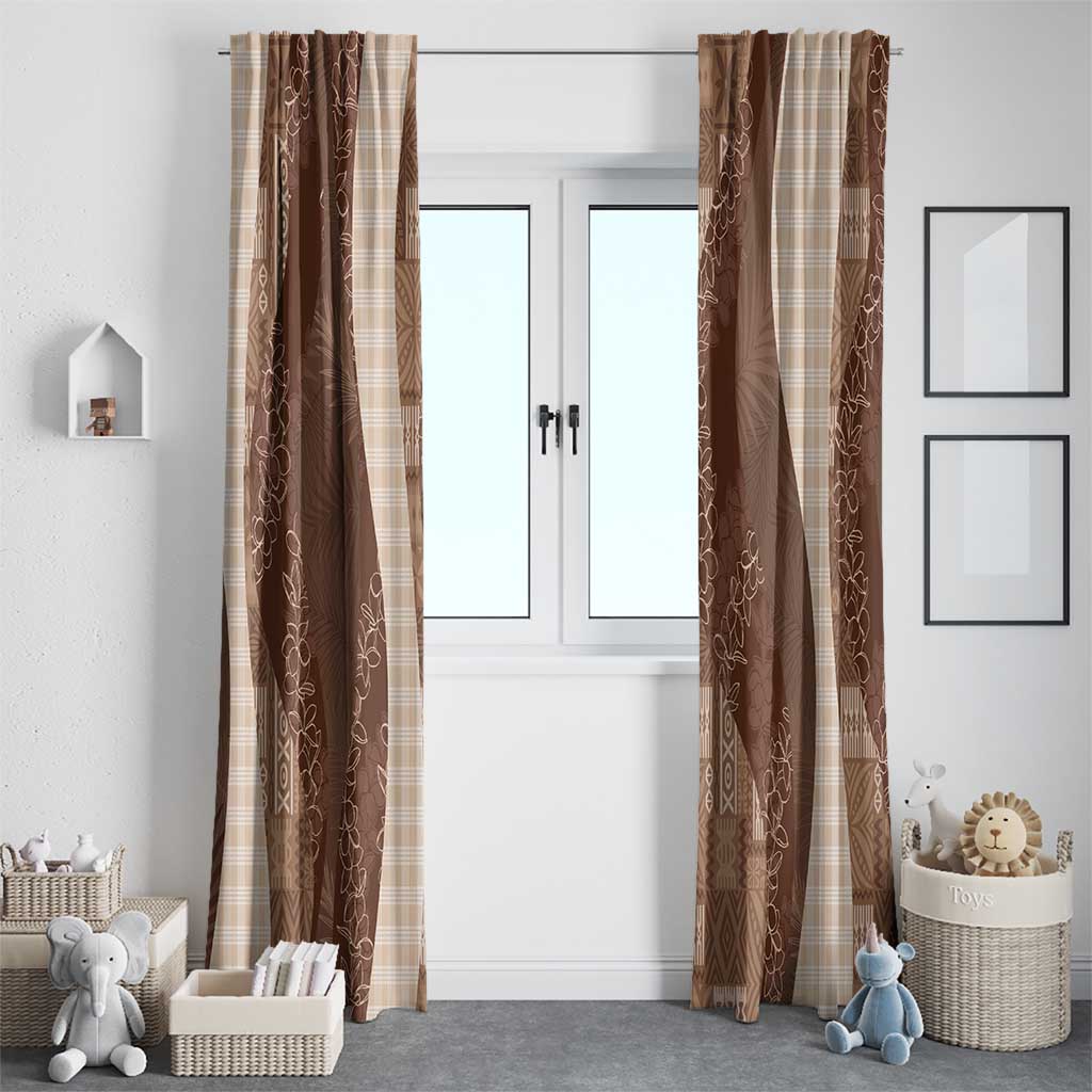 Polynesian Tribal Pattern Patchwork Picturesque Window Curtain Mocha LT7 - Polynesian Pride