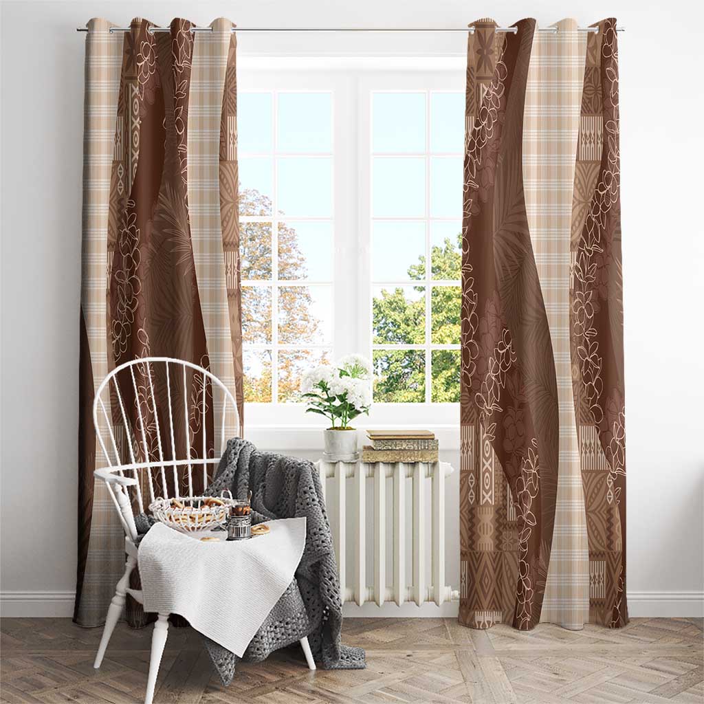 Polynesian Tribal Pattern Patchwork Picturesque Window Curtain Mocha LT7 - Polynesian Pride