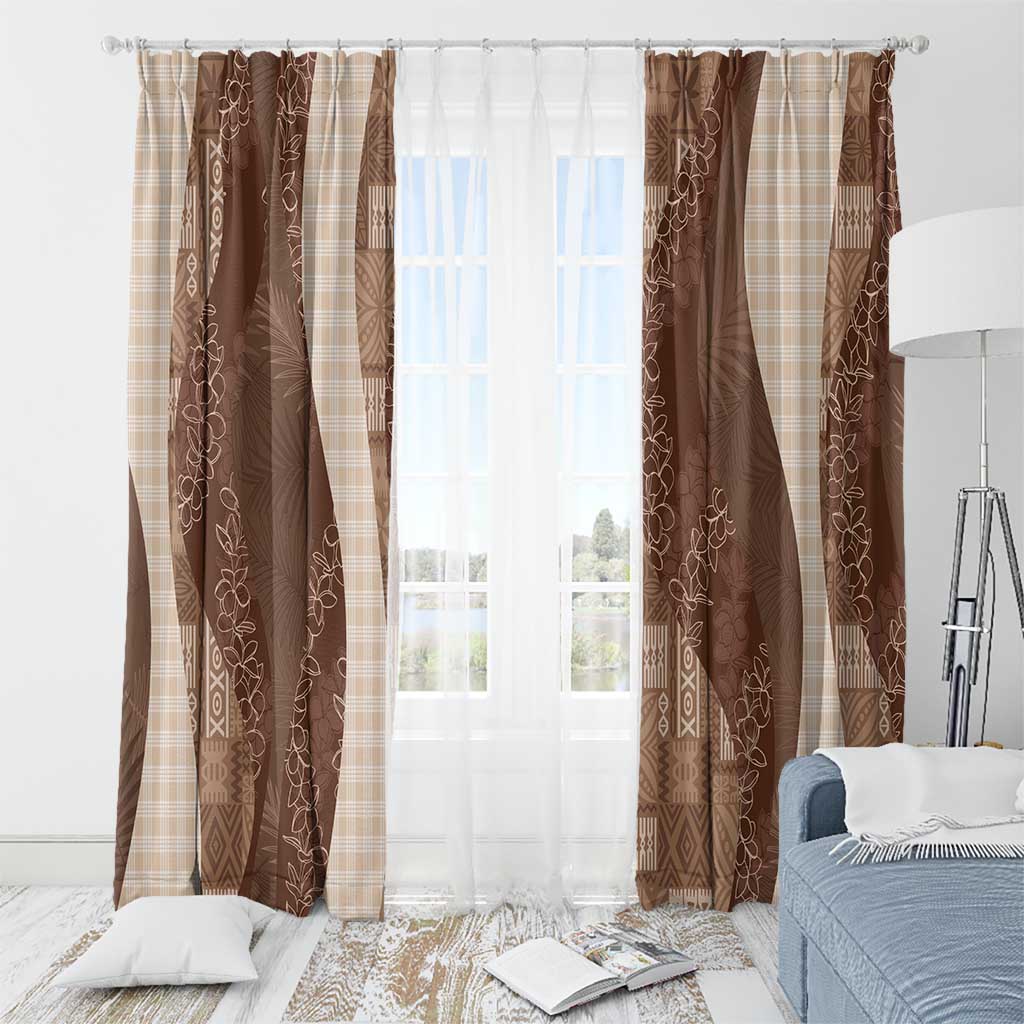 Polynesian Tribal Pattern Patchwork Picturesque Window Curtain Mocha LT7 - Polynesian Pride