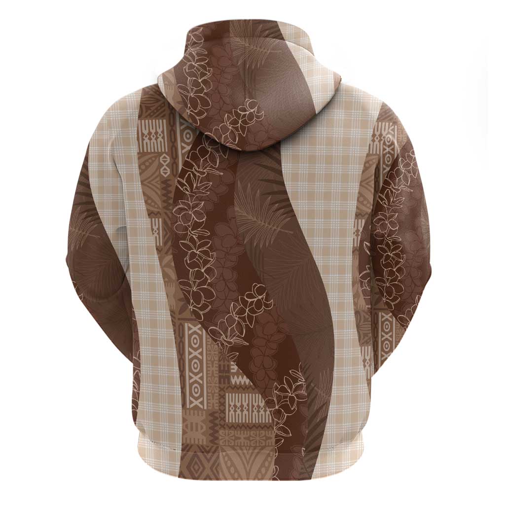 Polynesian Tribal Pattern Patchwork Picturesque Zip Hoodie Mocha LT7 - Polynesian Pride