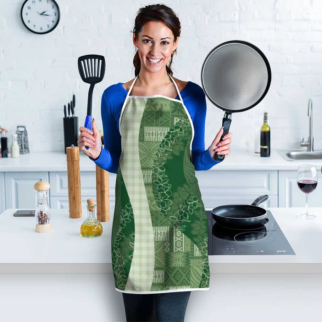 Polynesian Tribal Pattern Patchwork Picturesque Apron Sage Green LT7 - Polynesian Pride