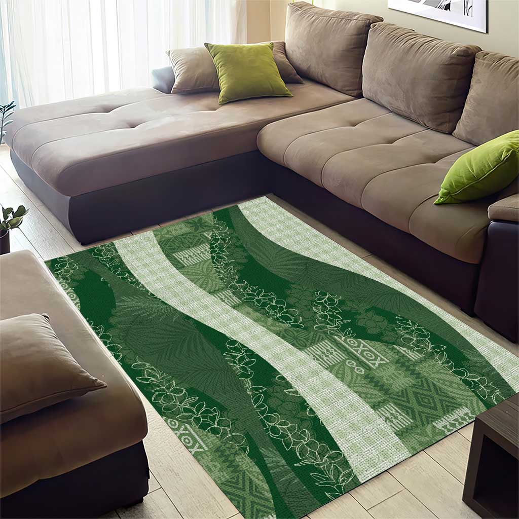 Polynesian Tribal Pattern Patchwork Picturesque Area Rug Sage Green LT7 - Polynesian Pride