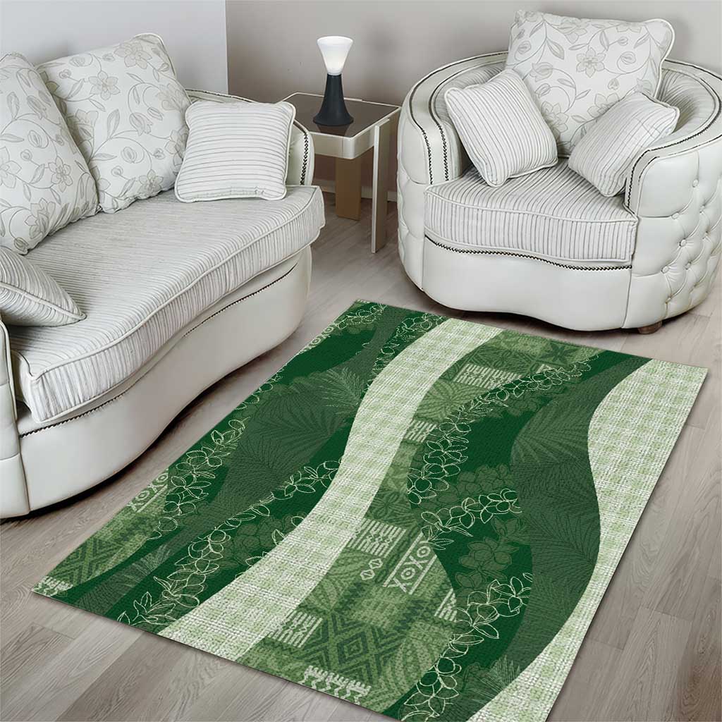 Polynesian Tribal Pattern Patchwork Picturesque Area Rug Sage Green LT7 - Polynesian Pride
