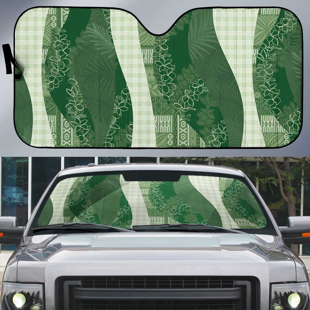 Polynesian Tribal Pattern Patchwork Picturesque Auto Sun Shade Sage Green LT7 Sage Green - Polynesian Pride
