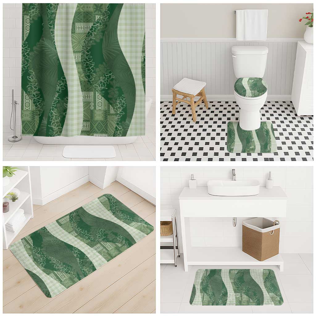Polynesian Tribal Pattern Patchwork Picturesque Bathroom Set Sage Green LT7 - Polynesian Pride