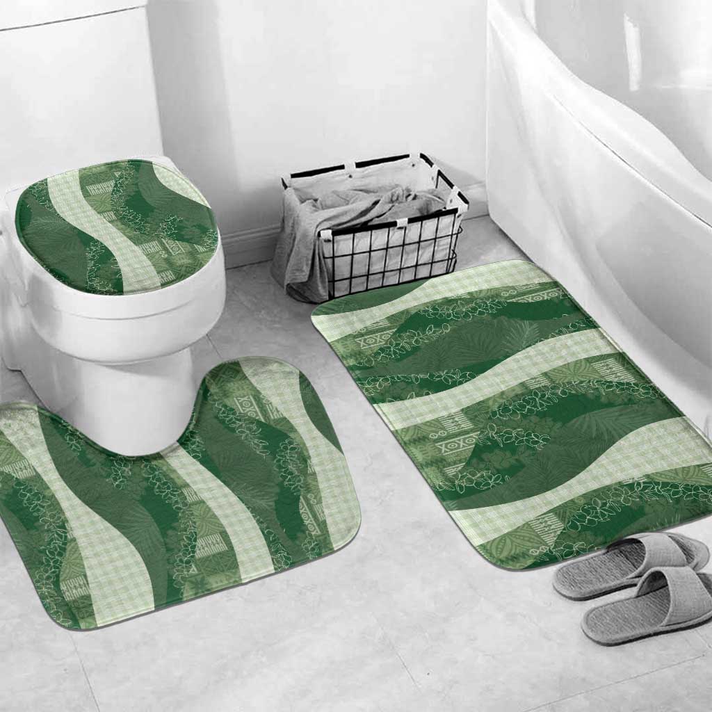 Polynesian Tribal Pattern Patchwork Picturesque Bathroom Set Sage Green LT7 Mat Set Only (3 pcs) One Size Sage Green - Polynesian Pride