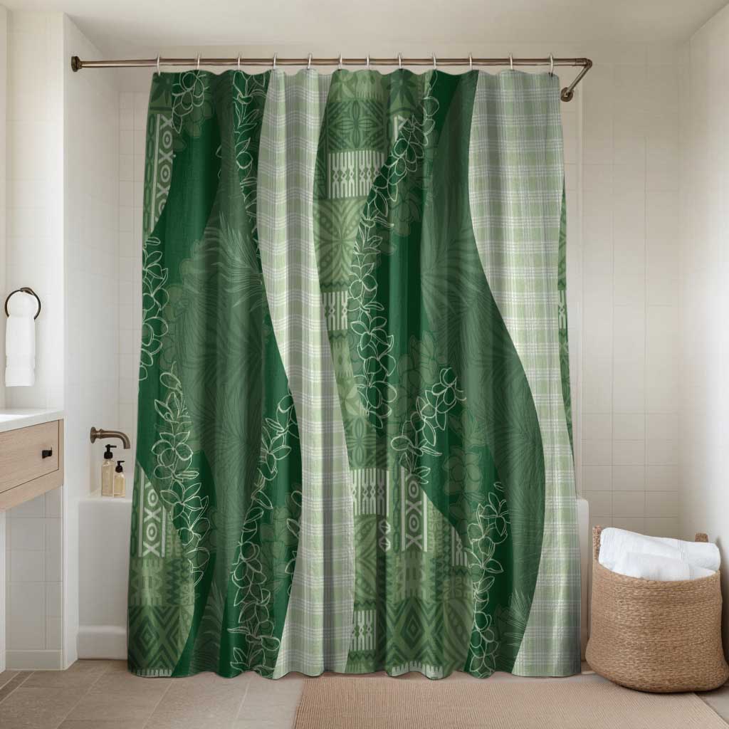 Polynesian Tribal Pattern Patchwork Picturesque Bathroom Set Sage Green LT7 Shower Curtain Only Sage Green - Polynesian Pride