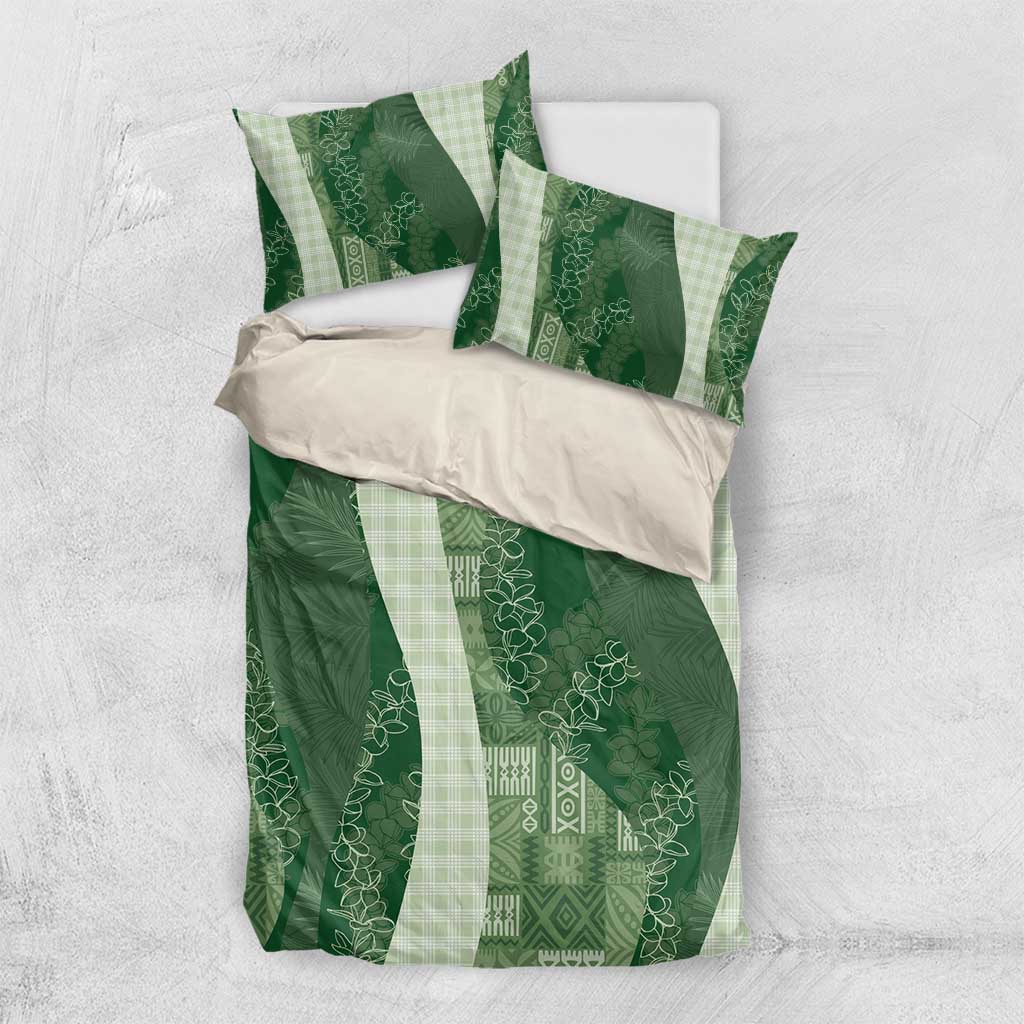 Polynesian Tribal Pattern Patchwork Picturesque Bedding Set Sage Green LT7 US Twin 172cm x 218cm Sage Green - Polynesian Pride